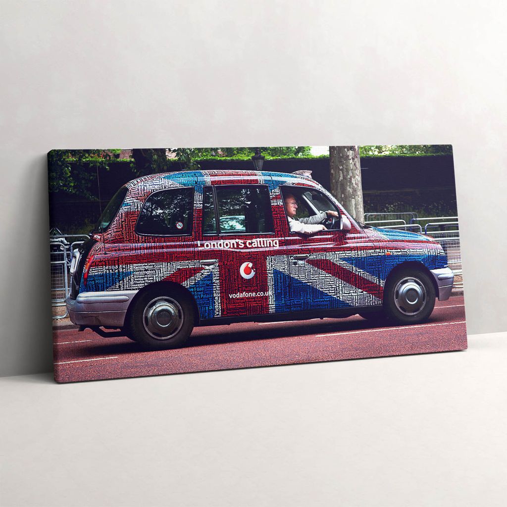 Britisches Auto – Leinwandbild Wandbild – 100x50 cm – Leinwandbilder – Wandbilder – Schlafzimmer – Flur