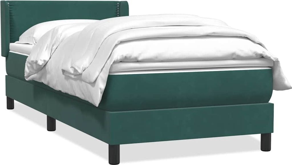 Boxspringbett mit Matratze Dunkelgrün 80x220 cm Samt