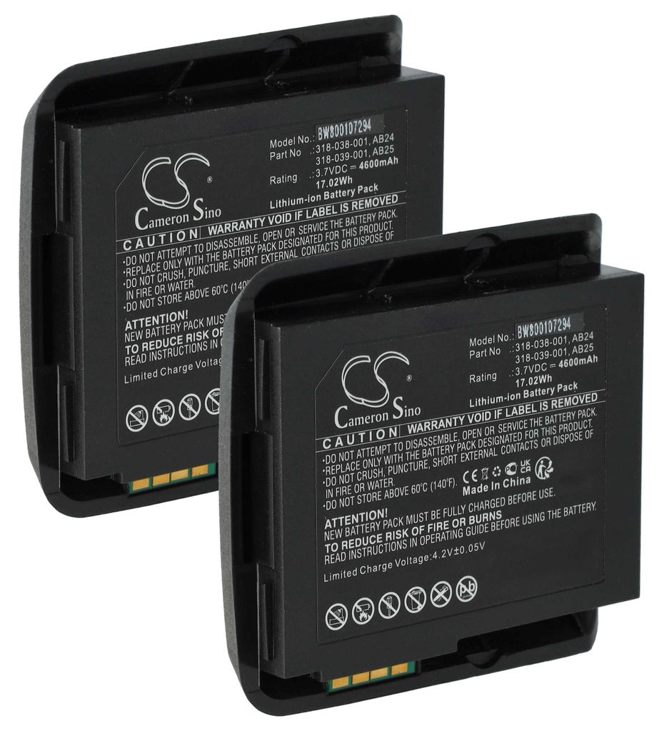 vhbw 2x Akku kompatibel mit Intermec CN50, CN51 Barcodescanner POS (4600 mAh, 3,7 V, Li-Ion)