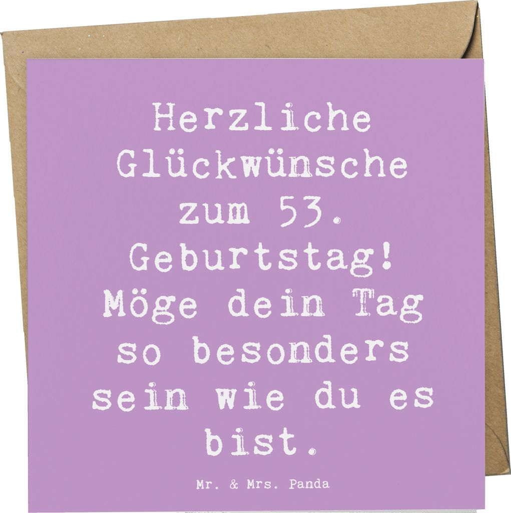 Mr. & Mrs. Panda Grußkarte Spruch 53. Geburtstag - Lavendeltraum - Geschenk, besonderer, Happy Birthday, anlasskarte, doppelkarte, Glückwunsch, F...