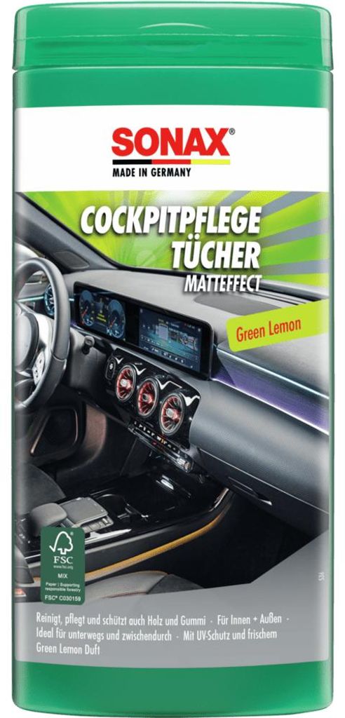 SONAX CockpitPflegeTücher Matteffect Green Lemon Box (25 Produktbild 