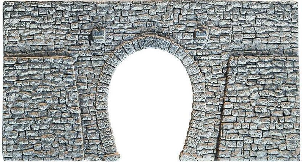 NOCH Tunnel-Portal 1-gleisig, realistische Bruchsteinmauer, 23,5 x 13 cm für Spurweite H0 ideal für Modellbau