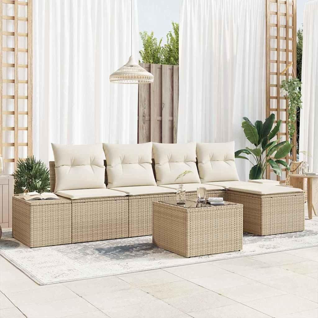 Maison Exclusive - Garten-Sofa-Set mit Kissen 5 pcs Beige Produktbild 