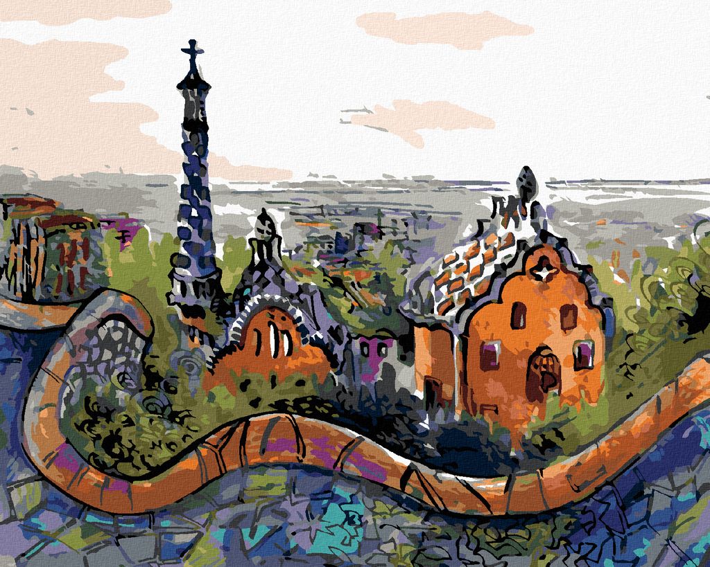 Zuty - Malen nach Zahlen - DER PARK GÜELL IN BARCELONA, 40x50 cm, ohne Keilrahmen