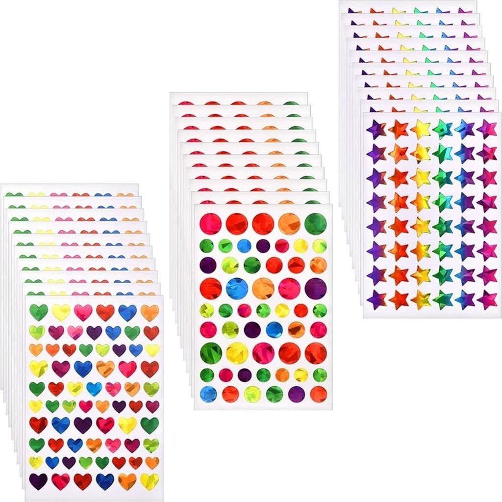 30 Blätter Glitzer Aufkleber, Sticker Sterne, Glitzer Sticker, Aufkleber Weihnachten, Bunte Laser Belohnungssticker, Scrapbook Sticker zum Basteln...