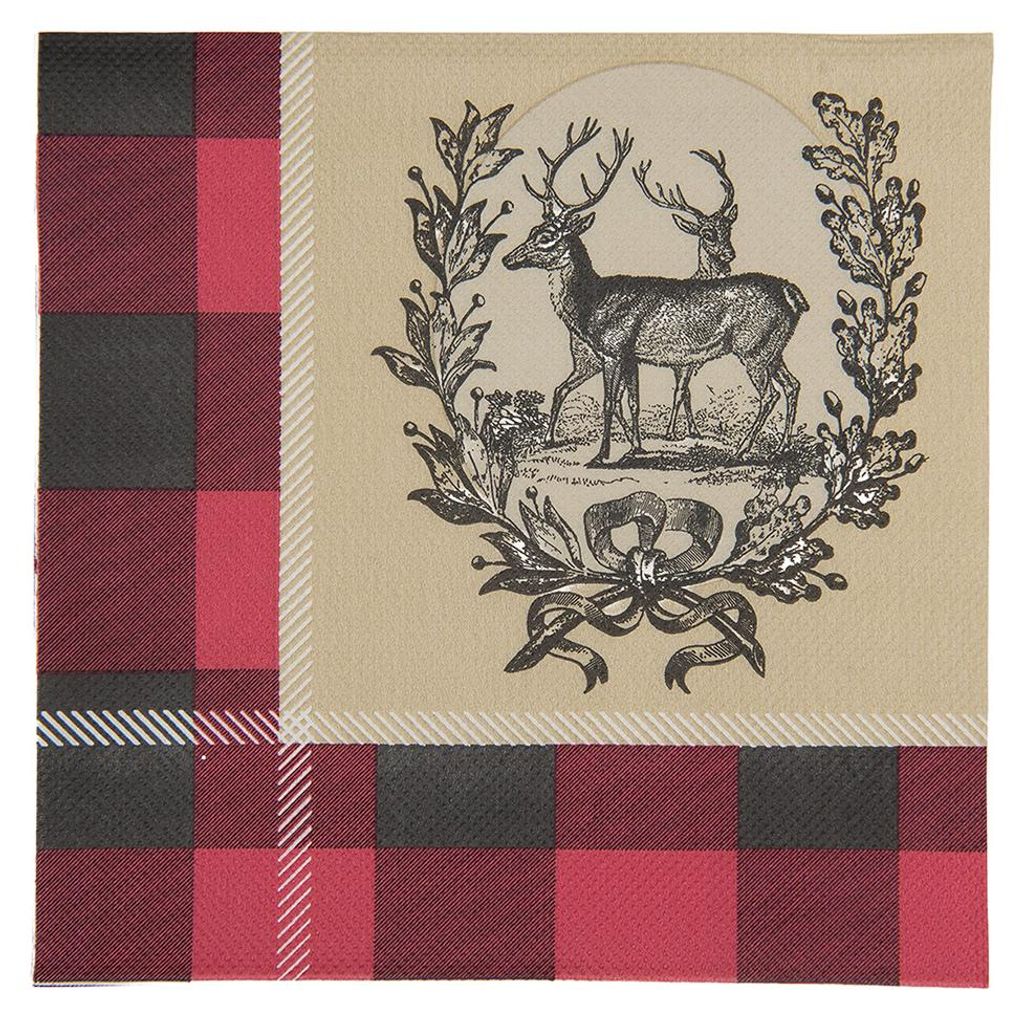 Clayre & Eef Servietten Papier 20er Set 33x33 cm Rot Papier