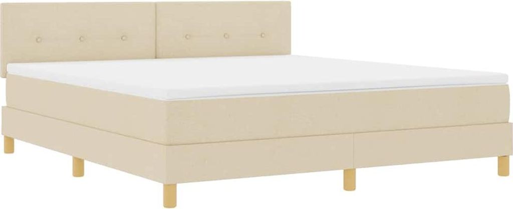vidaXL LED Boxspringbett mit LED-Lichtleisten Creme 180 x 200 cm Stoff