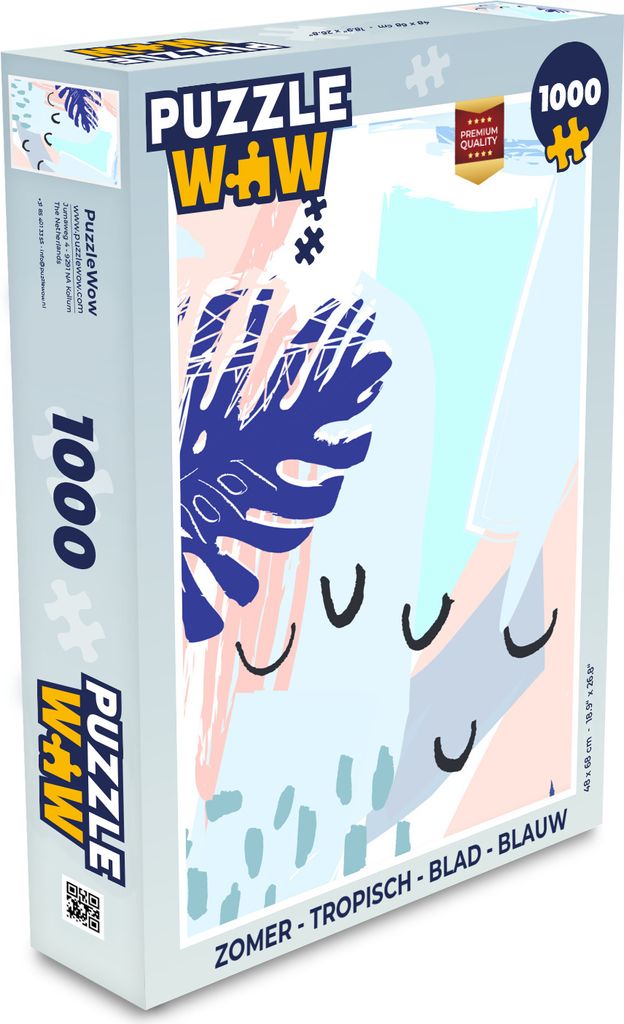 MuchoWow Puzzle 1000 Teile Sommer - Tropisch - Blatt - Blau - Spielzeug - Alt und Jung - Spiele - Puzzeln