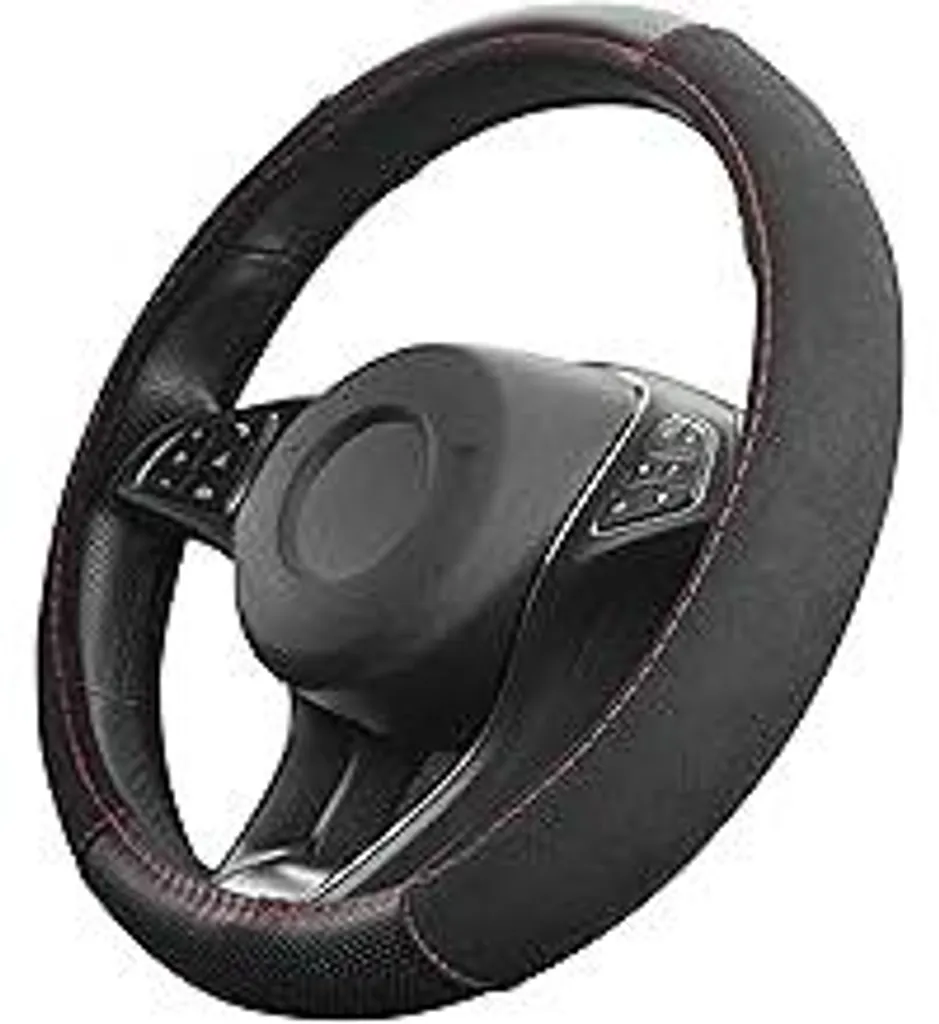 Upgrade4cars Coprivolante Sportivo Nero Rosso | Grip 37-39 cm