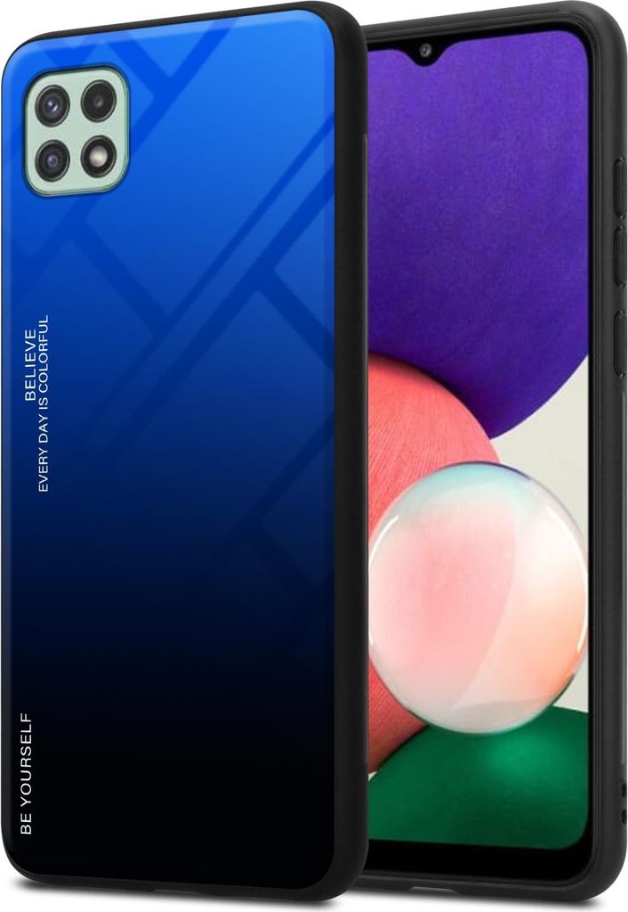 Cadorabo Hülle für Samsung Galaxy A22 5G Schutz Hülle in Schwarz Handyhülle TPU Etui Cover Case Tempered Glas