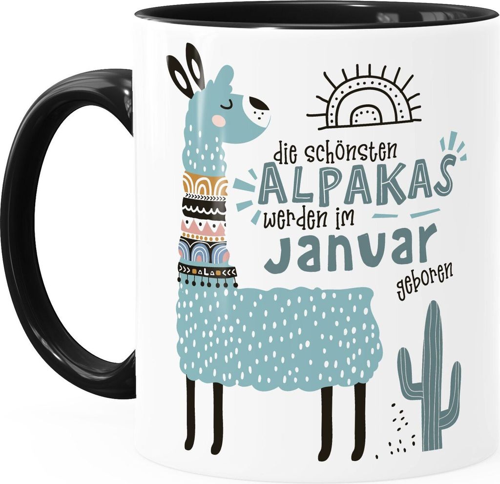 Kaffee-Tasse Die Schönsten Alpakas werden im Januar-Dezember geboren anpassbares Motiv Geburtsmonat individuelle Geburtags-Geschenke Lama SpecialM...