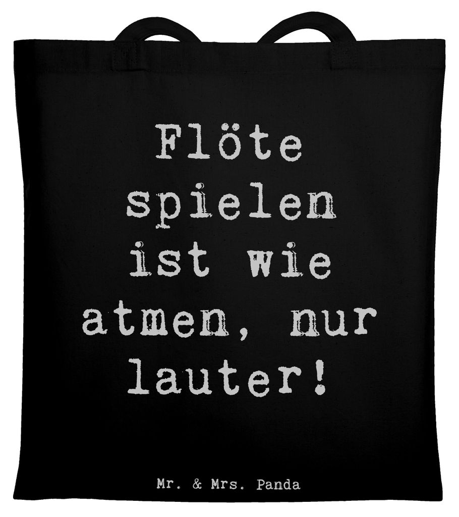 Mr. & Mrs. Panda Shopping Tasche Spruch Flöte Atem - Schwarz - Geschenk, Jutebeutel, Flötist, Musik, Tote Bag, Laptoptasche, Lernen, Tragetasche,...