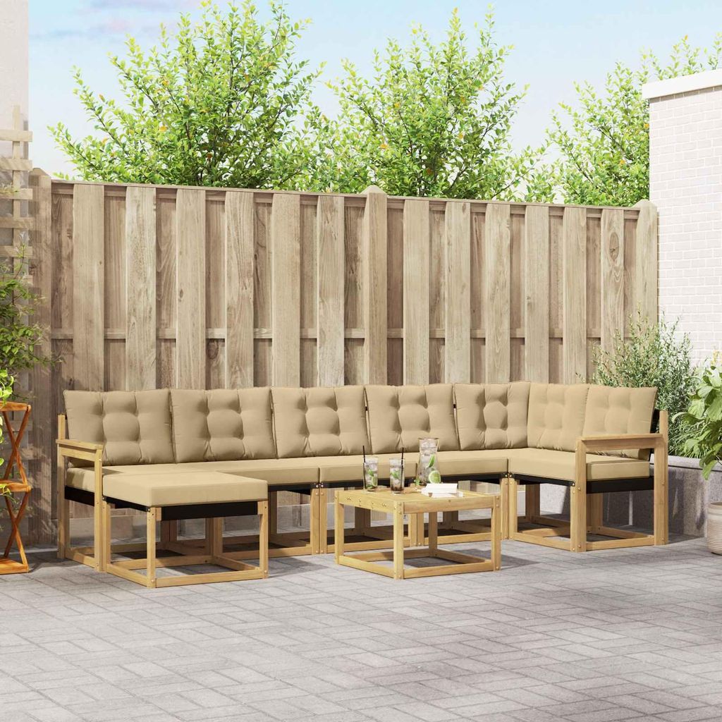 Möbel Outdoor-Sofagarnitur mit Kissen 8 pcs Weiß und BeigeGartensofas - Gartensofas c3821