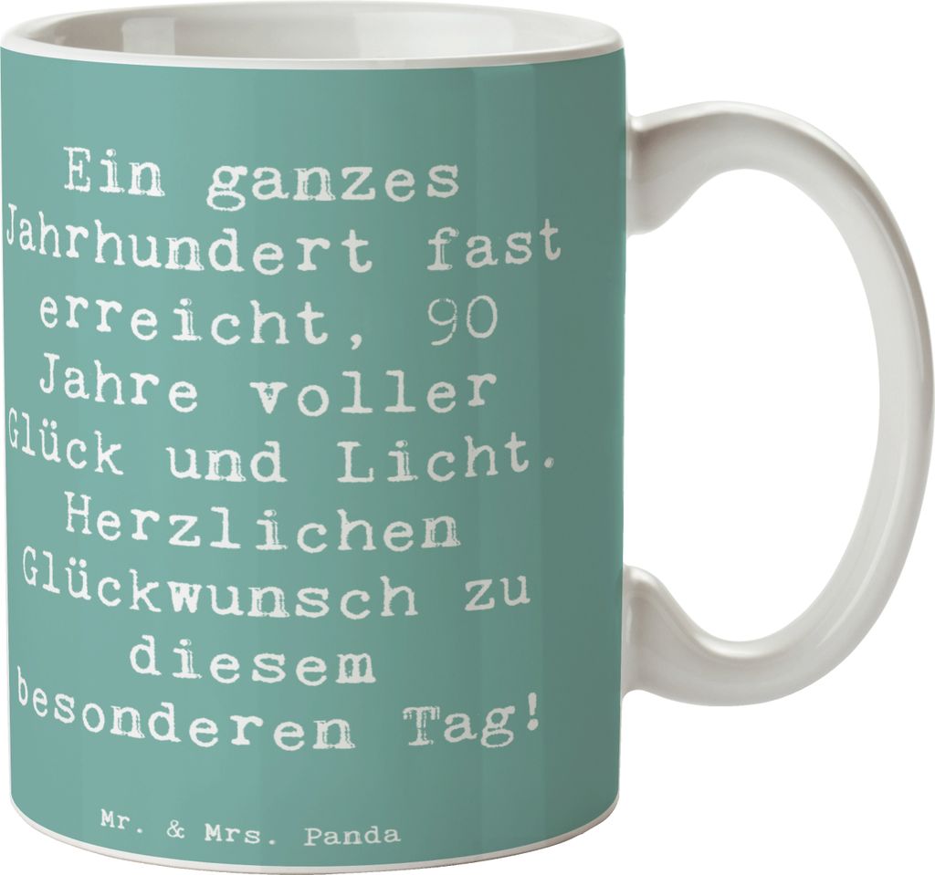 Mr. & Mrs. Panda Kaffeetasse Spruch 90. Geburtstag - Meeresbrise - Geschenk, Happy Birthday, Alter, Weisheit, Feiern, Besonderer Anlass, Becher, we...