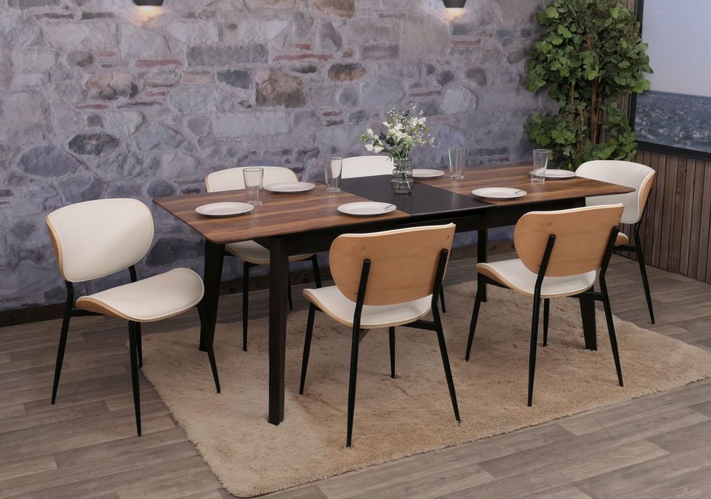 6er-Set Esszimmerstuhl MCW-O45, Stuhl, Bugholz Kunstleder 280g/m² MVG natur, weiß