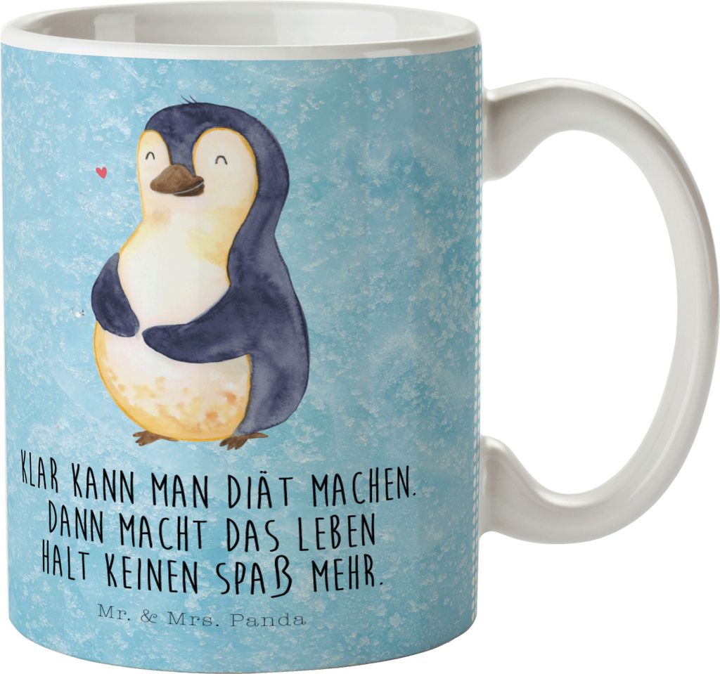 Mr. & Mrs. Panda Kaffeebecher Pinguin Diät - Eisblau - Geschenk, Pinguine, Kaffeetasse, Motivation, Teetasse, Abnehmen, haferl, Tasse, Becher
