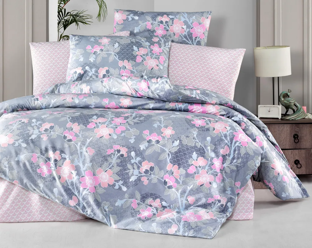 Biancheria da Letto Sarah Rosa Crêpe 140x220 - No Stiro 100% Cotone