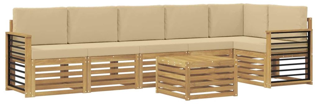 vidaXL Outdoor-Sofagarnitur 7 pcs Weiß und Beige 59 x 59 x 37 cm
