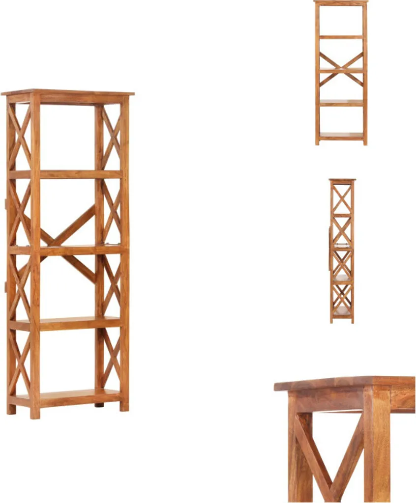 Bibliothèque de Salon en Bois Massif 160 cm pour Rangement Livres et Déco