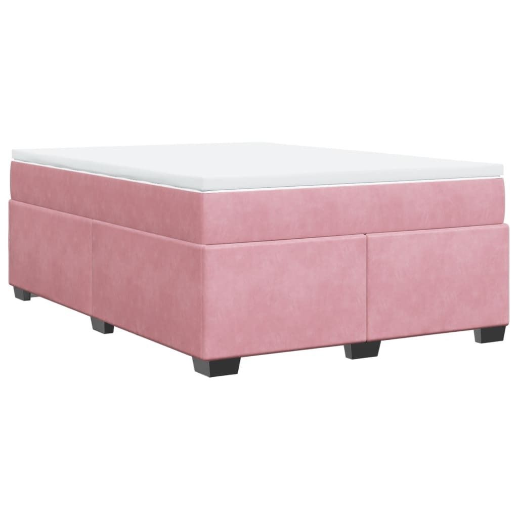 vidaXL Boxspringbett mit Matratze Rosa 140x190 cm Samt