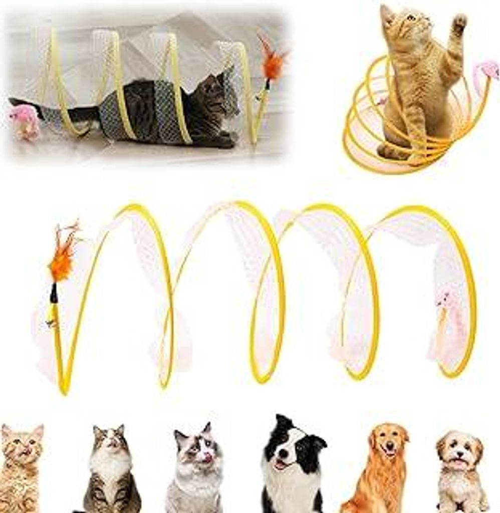 Interaktives Katzenspielzeug Faltbarer Katzentunnel Kaninchen Spiral Förmiges Tunnel Spieltunnel für Kleine Katzen Hund Hasen Cat Toys Spirale Mi...