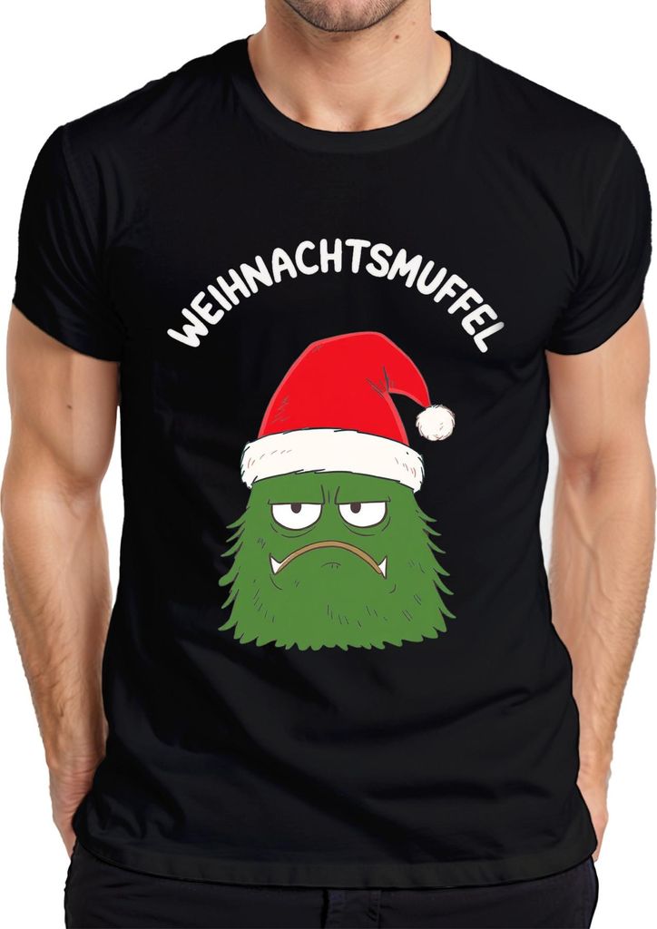 WEIHNACHTSMUFFEL Weihnachtsmonster Nikolausmütze sarkastisch Herren T-Shirt, Schwarz, 3XL