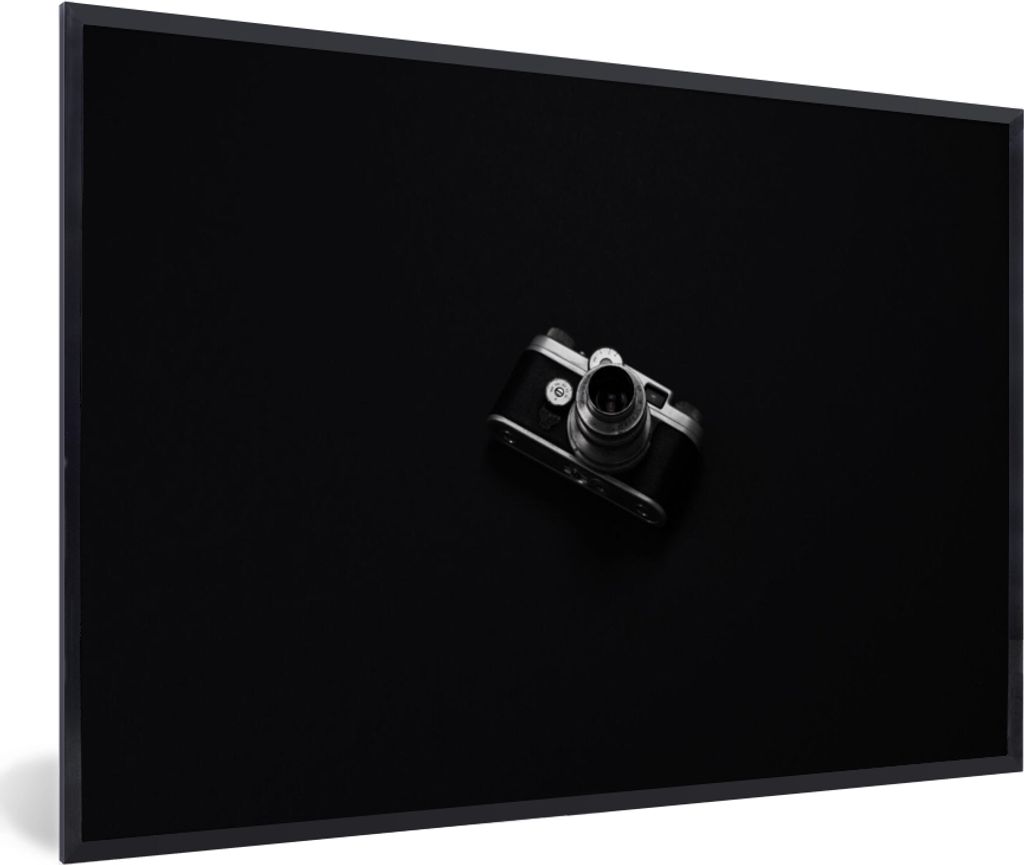 MuchoWow Gerahmtes Poster Schwarz - Kamera - Design - Weiß 90x60 cm - Poster mit Schwarzem Bilderrahmen Wandposter Rahmen Foto Bilder - Fotorahm...