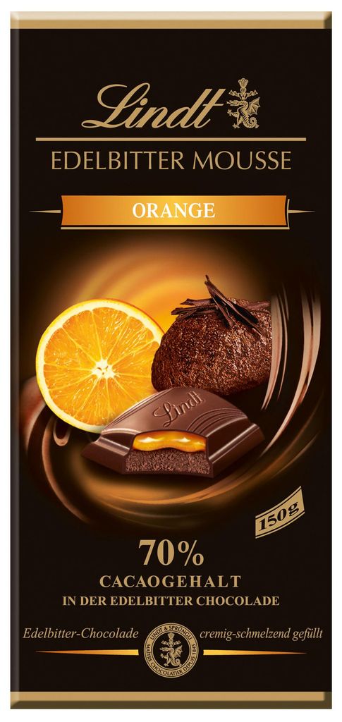Lindt - EDELBITTER MOUSSE - Sinaasappel - Tafelchocolade Productafbeelding 