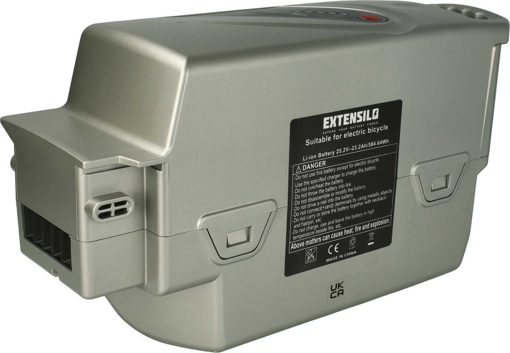 EXTENSILO Akku kompatibel mit Raleigh Dover DD, 40 Premium, 360, de Luxe Front, de Luxe, 40, Deluxe Front E-Bike (23,2 Ah, 25,2 V, Li-Ion) - Silber