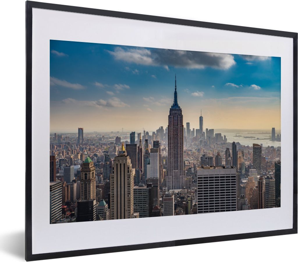 MuchoWow MuchoWow Gerahmtes Poster New York - Wolken - Wasser 40x30 cm - Poster mit zchwarzem Bilderrahmen - Bilderrahmen - Poster im Rahmen