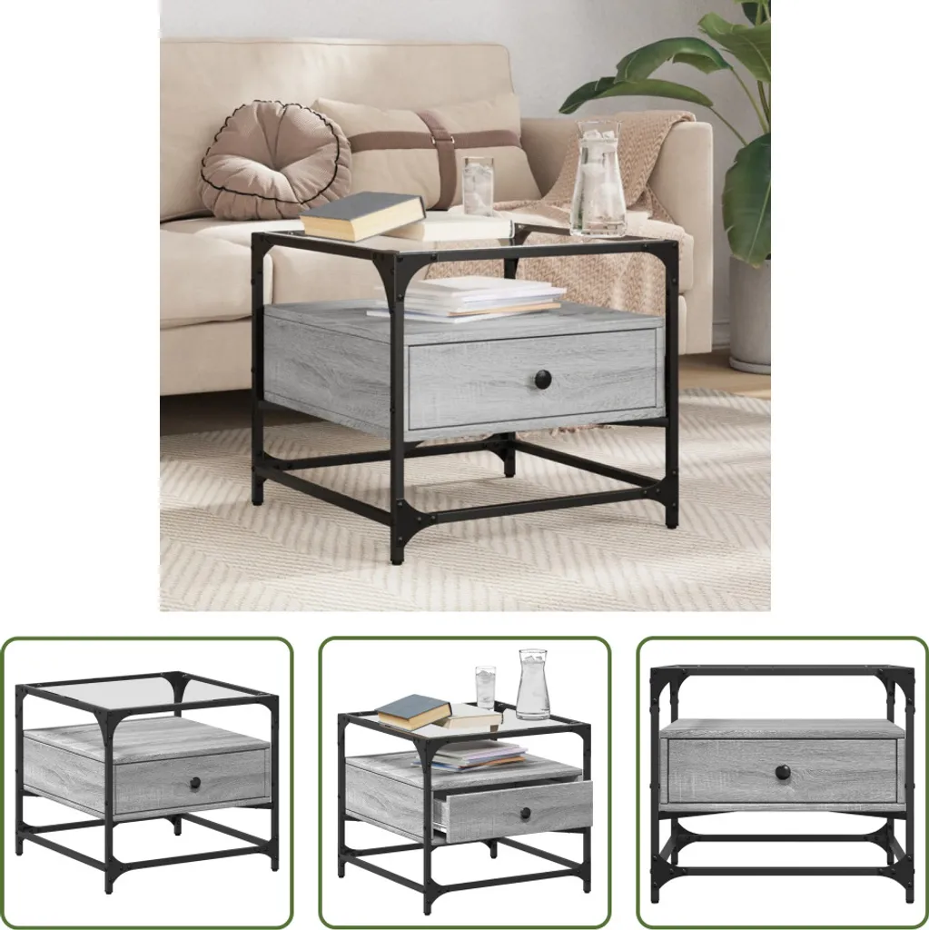 Tavolino Grey Sonoma 50x50 Glass Top - Il Must-Have per il tuo Living