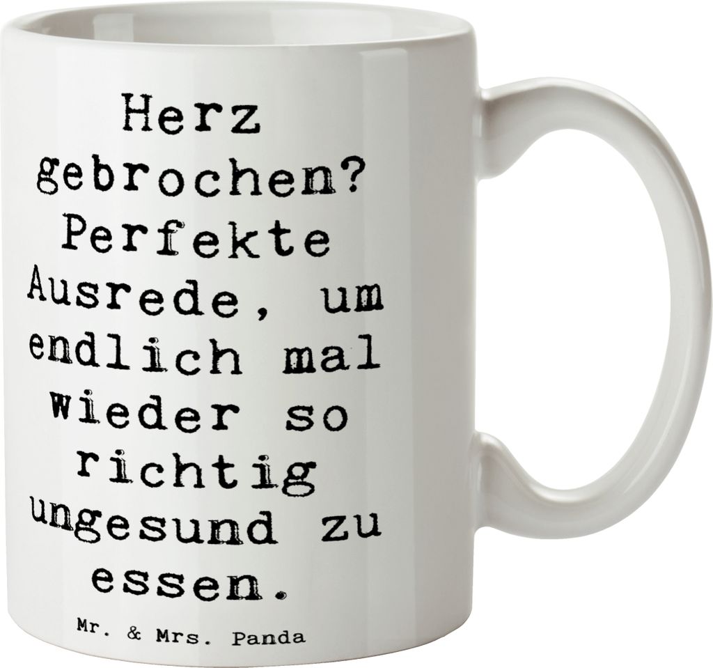 Mr. & Mrs. Panda Becher Spruch Liebeskummer Tröster - Weiß - Geschenk, Zitat, Zuneigung, Teetasse, Gefühl, Keramiktasse, Gefühle, Freundschafts...