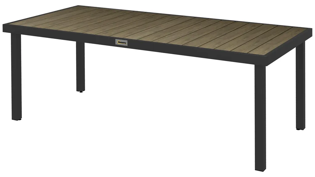 Table de repas d'extérieur Outsunny sans entretien en aluminium aspect bois