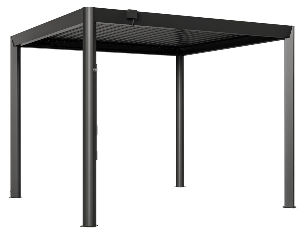 PRIMEYARD Pergola 3,5x3 m Aluminium Pfosten und Lamellendach aus Stahl - anthrazitfarbene Terrassenüberdachung