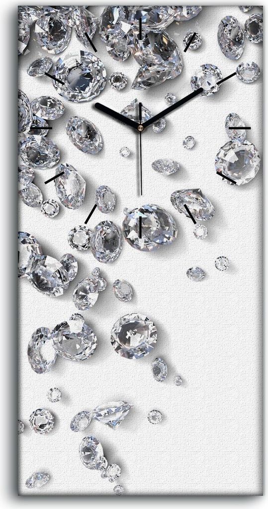 Wandbild Leinwand Bilder Wanduhr 30x60 Gemälde Edelsteine Diamanten Kunst - schwarze Hände