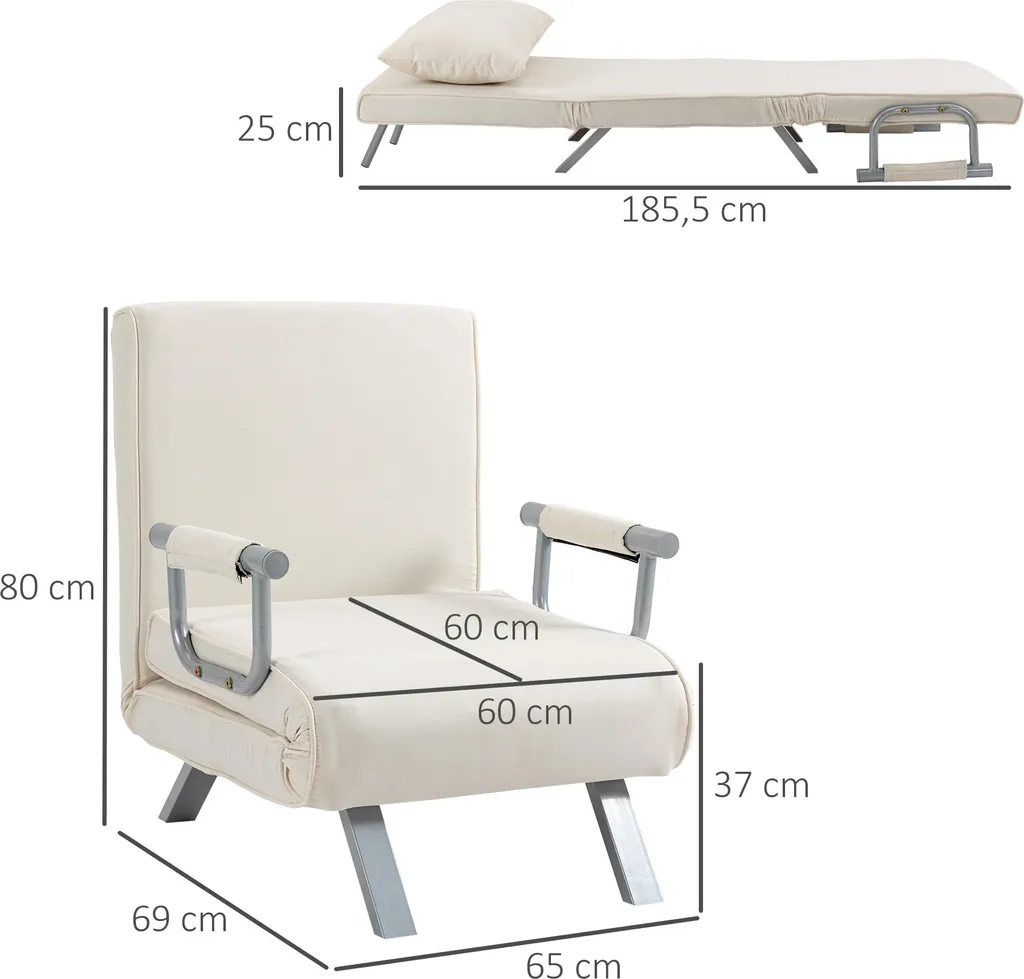 Lit d'appoint pliant pour studio et bureau, fauteuil convertible mousse