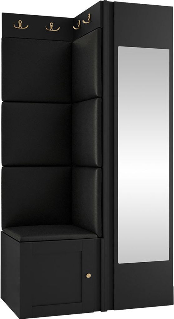 MIRJAN24 Garderoben-Set Orion Ramiro XXVI, Kleiderschrank, Schuhschrank, Kleiderhakenbrett, 7x Paneel 42x42, Spiegel, 6 Kleiderhaken, Metallgriffe ...