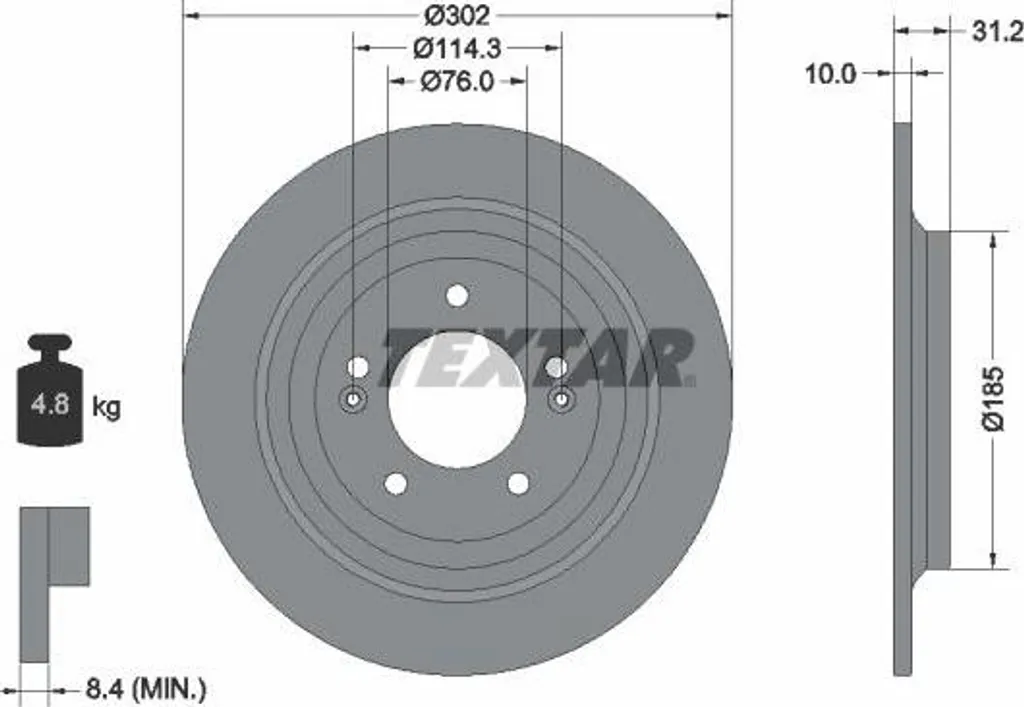Disque de Frein TEXTAR 92293403 Haute Performance - Standard OE Hyundai