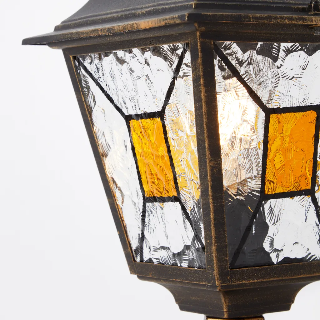 BRILLANTE battiscopa da esterno JANEL | nero/oro | stile casa di campagna | dimmerabile con una fonte luminosa adeguata | 1x presa E27 max. 60 W | metallo/vetro | IP44 - 3