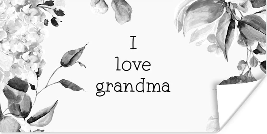 MuchoWow Poster Sprichwörter - Zitate Ich liebe Oma - Großeltern - schwarz und weiß 160x80 cm - Foto Poster