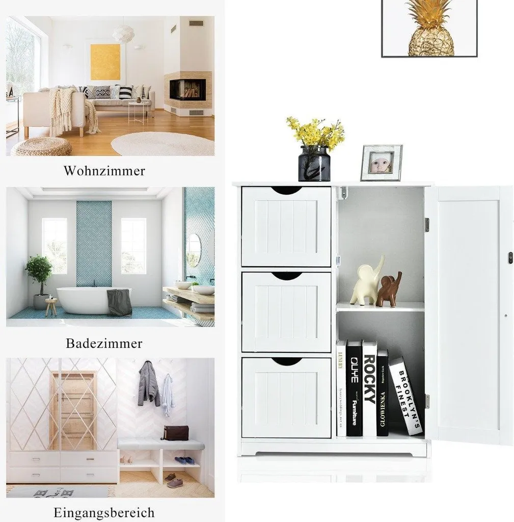 Rangement salle de bain 3 tiroirs pour organiser cosmétiques blanc