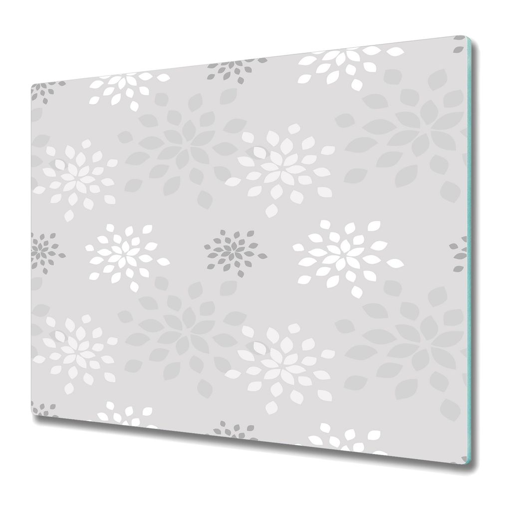 Küchenschneidebrett - Glasschneidebrett - Herdabdeckung - 60x52 - Grau Geometrische Blumen