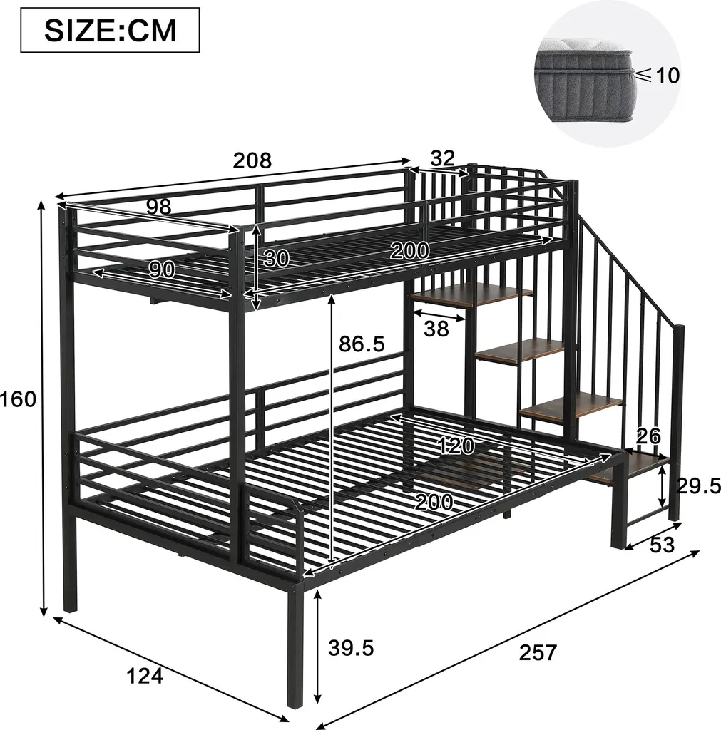 Lit superposé métal stable avec escalier : finis les risques de chute - 4
