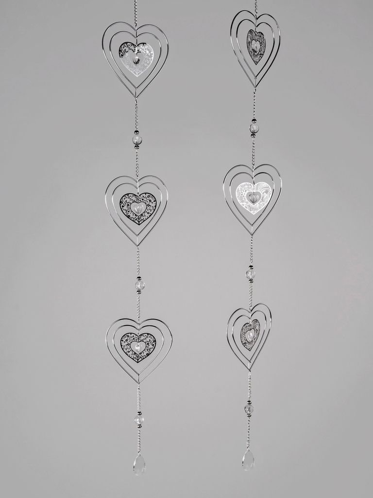 formano 2er Set Fensterdeko Hänger Herzen hängend 14x110 cm Fensterschmuck Hängedeko