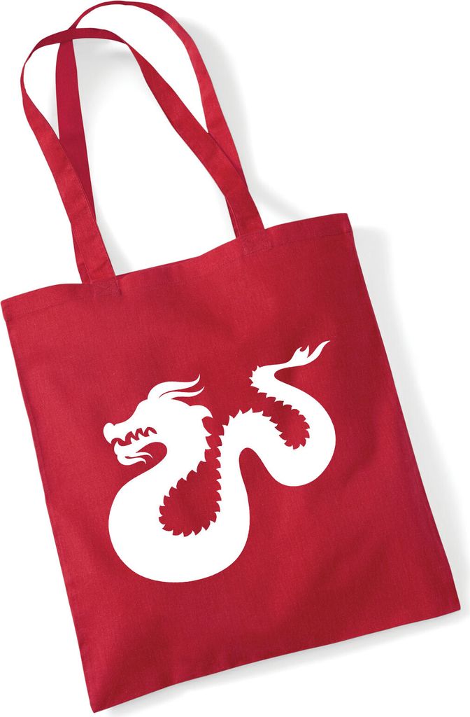 Huuraa Jutebeutel Dragon Silhouette 10 Liter Classic Red Baumwolle Tasche Geschenkidee