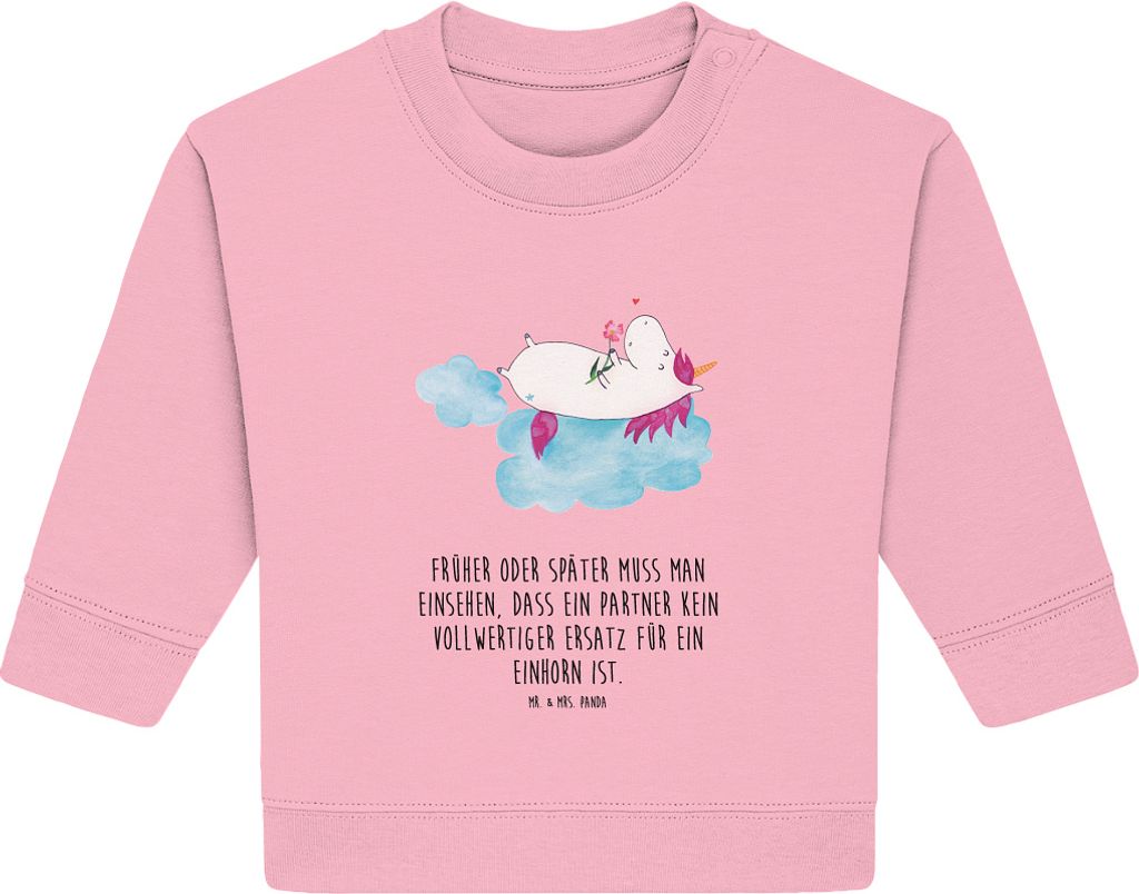 Mr. & Mrs. Panda Organic Baby Pullover Einhorn Verliebt 6. - 12. Monat - Baumwolle Pink - Geschenk, Unicorn, Freundin, Einhörner, Bullover, Liebe,...