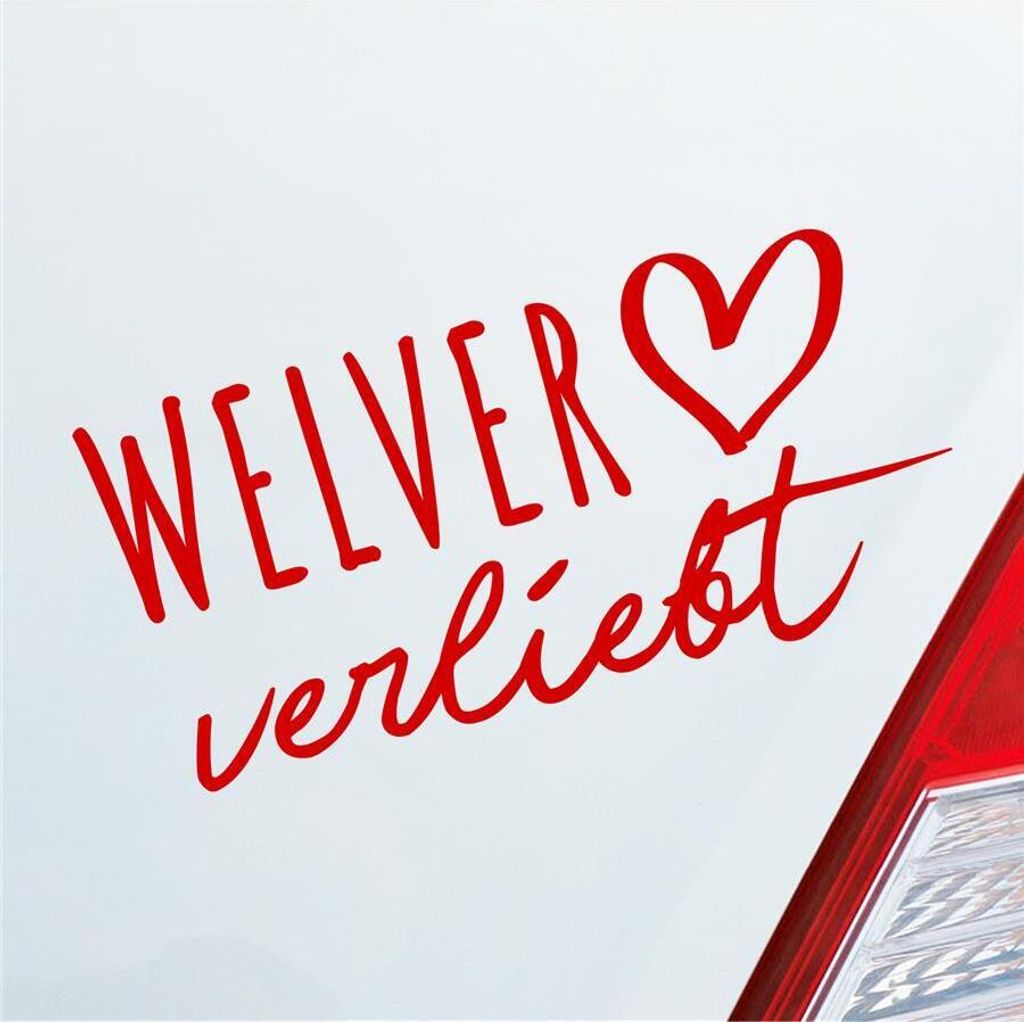 Auto Aufkleber Welver verliebt Herz Gemeinde Liebe Car 19x9 cm Rot Sticker Heckscheibenaufkleber