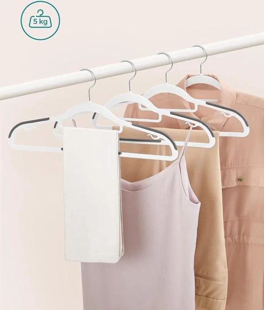 Cintre Antidérapant avec Crochet Pivotant 360° - Pack de 50 Blancs