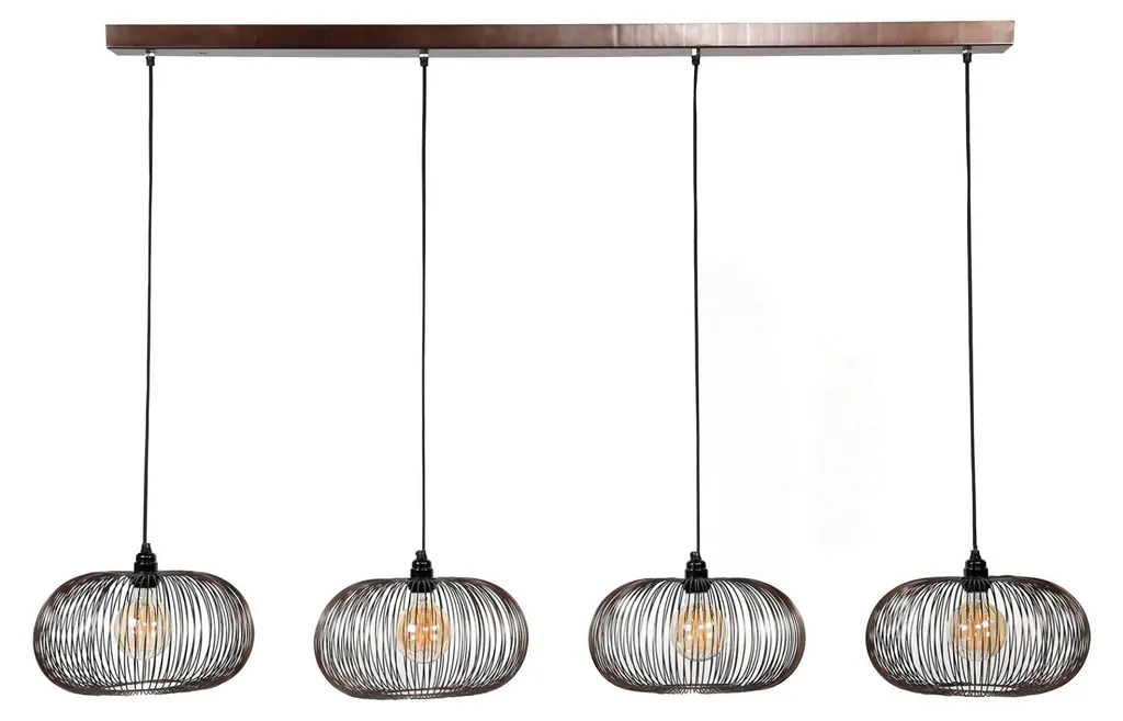 Plafonnier pour haut plafond design cuivre marron lustre XXL 170 cm