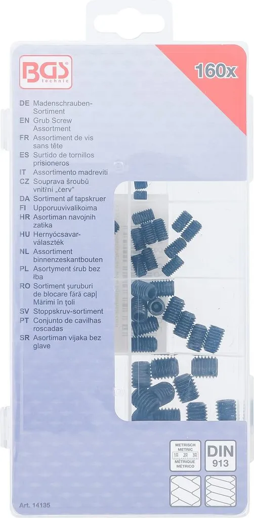Vis sans Tête BGS 14135 : Solution Complète de Blocage 160 Pièces - 8